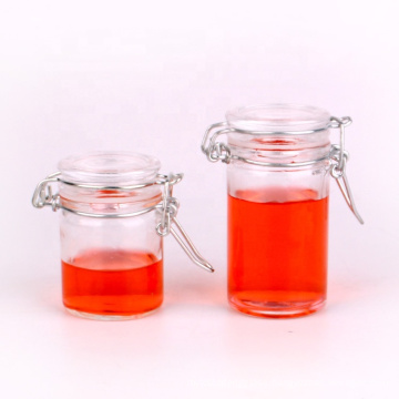 55ml 70ml small clear airtight glass jar with clip lid glass storage jar with clip lid
